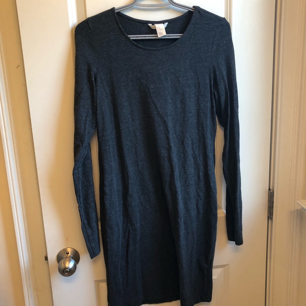Gray cotton long sleeve dress